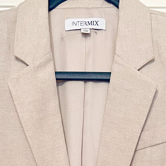 NWOT! Intermix Champagne Sparkly Linen Blend Blazer Size 2 - Picture 2 of 5